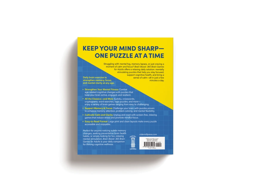 Brain Boost: 365 Brain Games for Adults: Crosswords, Word Searches, Logic Puzzles, Sudoku, and More