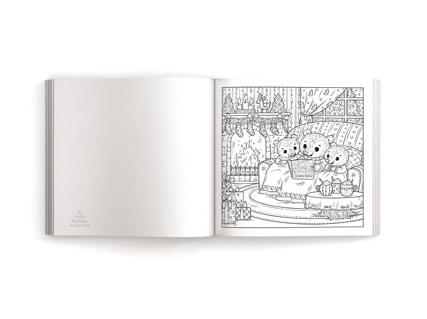 Cozy Kawaii Christmas: 50 Adorably Festive Coloring Pages