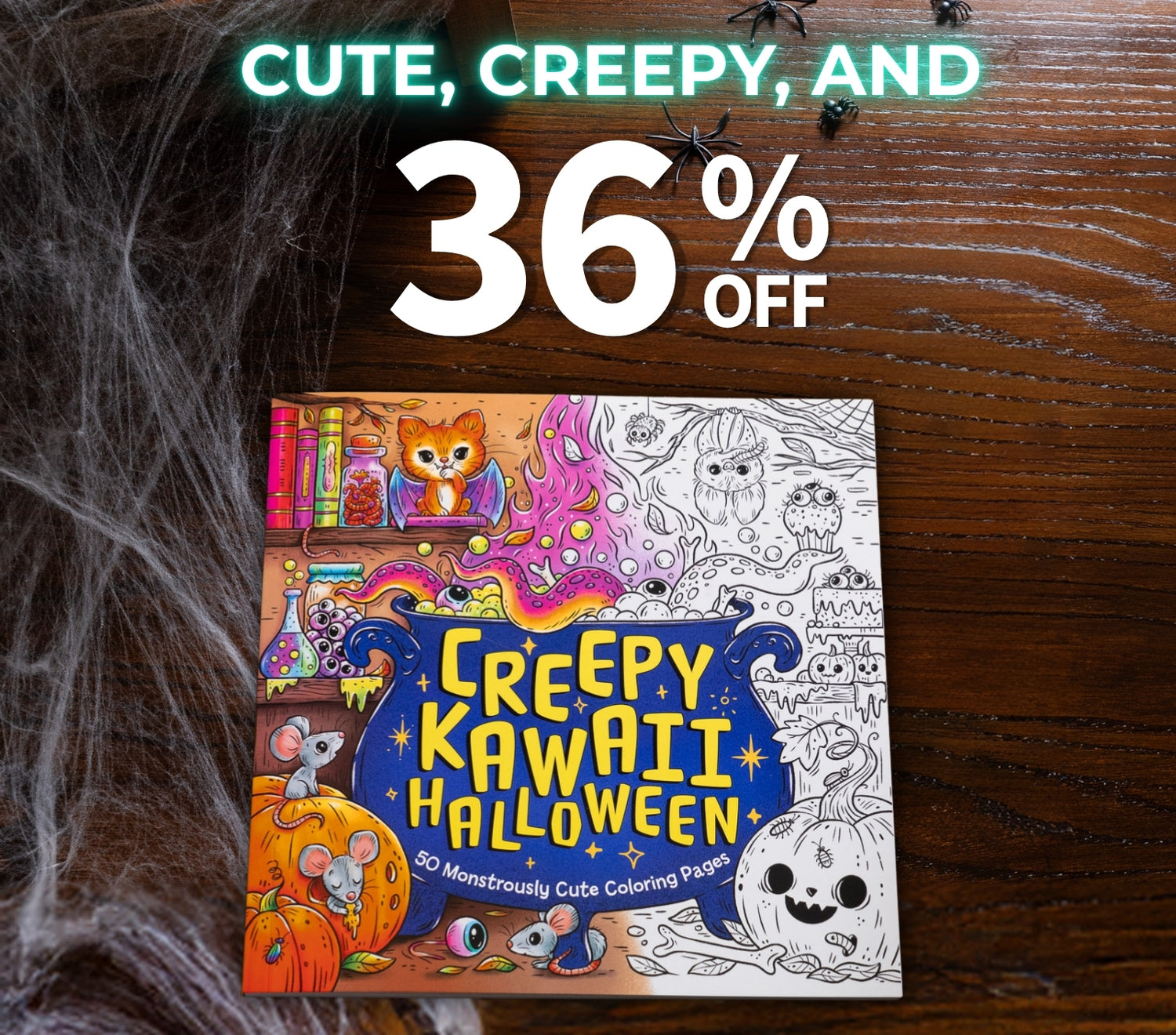 Creepy Kawaii Halloween: 50 Monstrously Cute Coloring Pages coloring book.